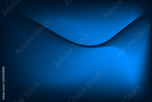 Abstract dark blue background with smooth curved lines and glowing light effects