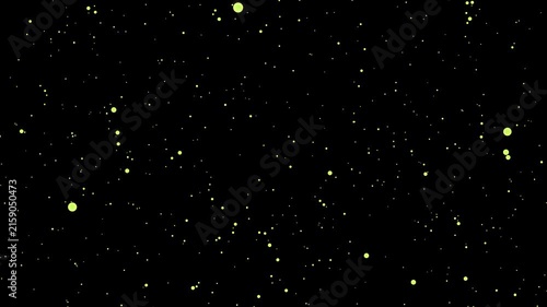 Abstract Green Glowing Particles Scattered Across Black Background with Futuristic Digital Light