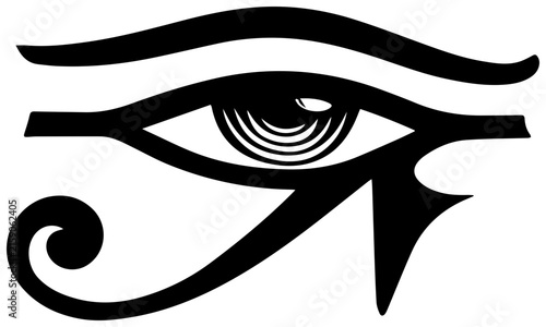 Ancient eye of horus symbol in black line art on white background with art representation stylized black illustration decoration religious with Spiritual