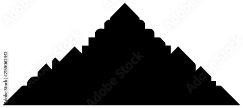 Simple black mountain peak silhouette on white background with minimalist landscape elevation graphic element terrain outline nature symbol with design
