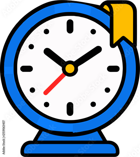 Alarm clock, study and Korean college entrance exam (Suneung) concept, flat vector illustration isolated on white background