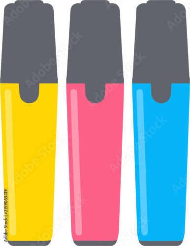 Highlighter pens, study and Korean college entrance exam (Suneung) concept, flat vector illustration isolated on white background