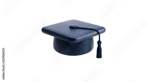A navy blue graduation cap with a tassel isolated on transparent background