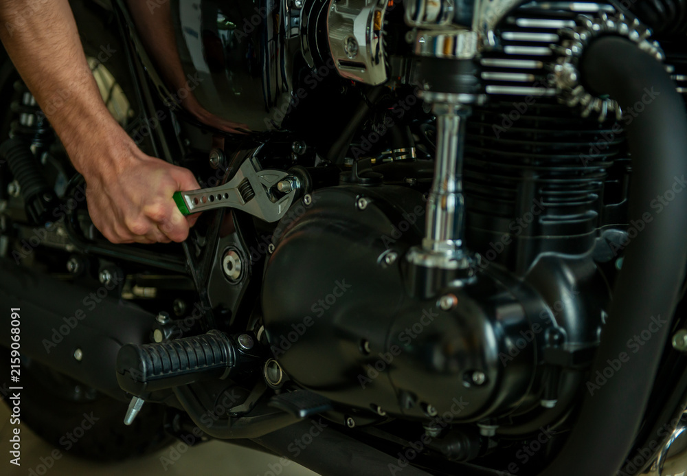 Fototapeta premium Motorcycle Engine Repair.