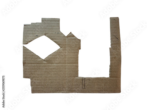 Torn Corrugated Cardboard Piece Isolated on Transparent Background