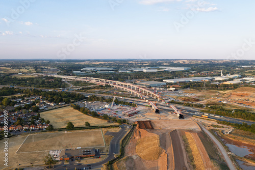 High Speed Rail Infrastructure Development Near Coventry During a Sunny Afternoon