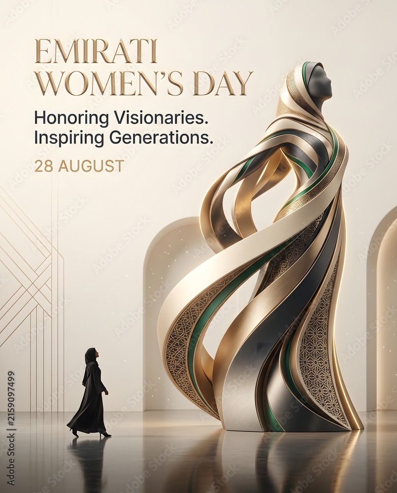 Fototapeta premium Emirati womens day poster with conceptual poster Emirati Women s Day modern architectural setting
