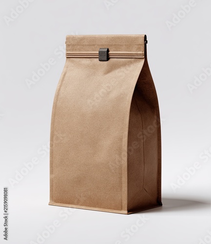 Brown Paper Bag for Coffee Packaging with Clip