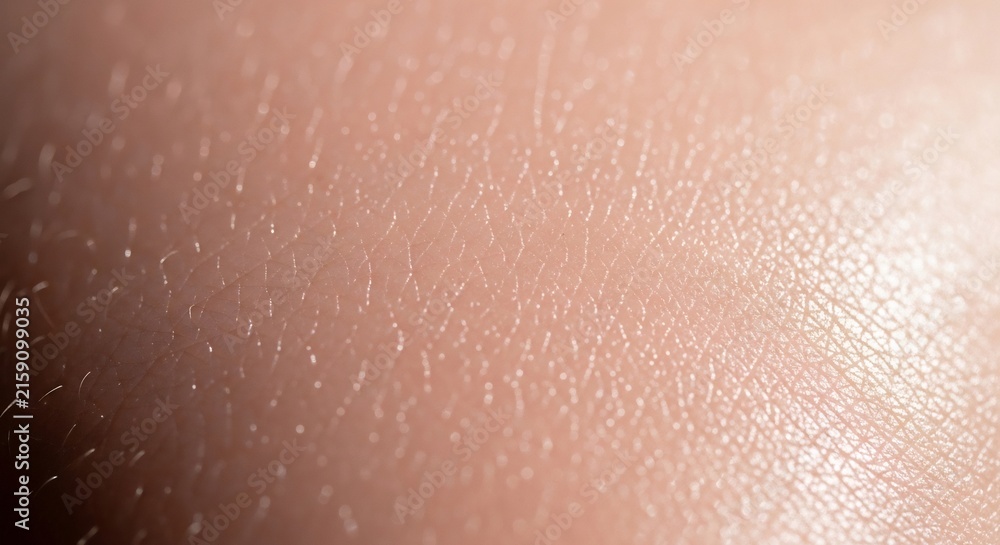 Fototapeta premium Extreme macro view of human skin texture showing fine pores and soft peach fuzz hair