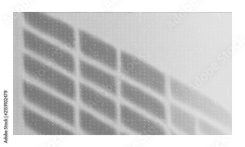 Abstract halftone pattern with diagonal rectangular shapes made of black dots