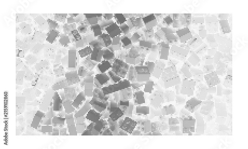 Abstract halftone texture pattern with geometric square dots and digital noise effect