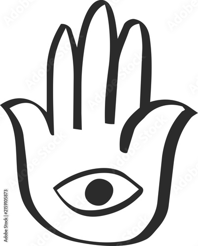 Hamsa Hand with Eye Third Variant Doodle Icon