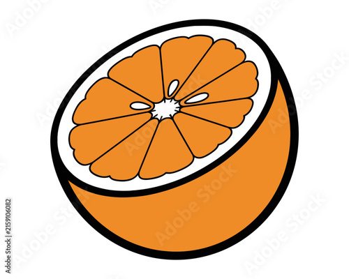 Sliced orange fruit illustration with clean lines and vibrant color