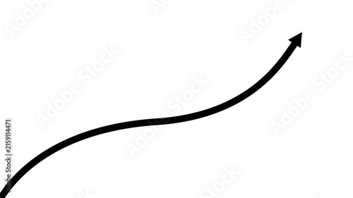 Growing financial arrow graph animation, business success and profit growth concept, upward trend line on white background