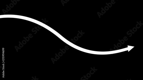 White hand-drawn arrow animation pointing right on transparent background, minimalist motion for presentations and social media