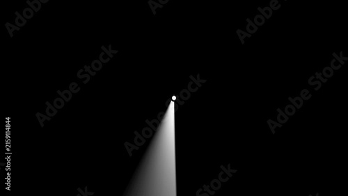 Rotating spotlight beam on black background, minimalist abstract light effect for motion rotation