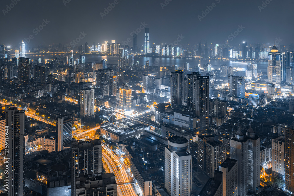 Obraz premium Night view of Wuhan, China