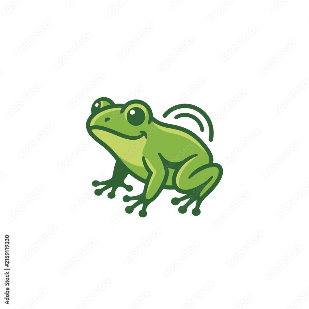 Naklejka premium Cute green sitting frog illustration.