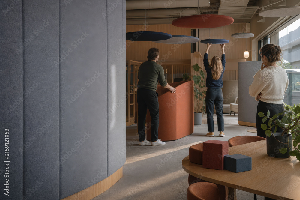 Fototapeta premium Office Acoustic Zoning Test for Workplace Noise and Sound Control