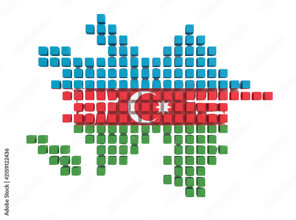 Obraz premium Azerbaijan map composed of flag cubes.