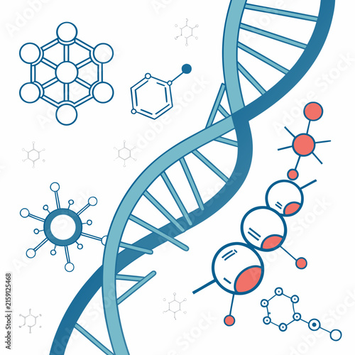 Dna helix strand structure and molecular chemistry scientific background