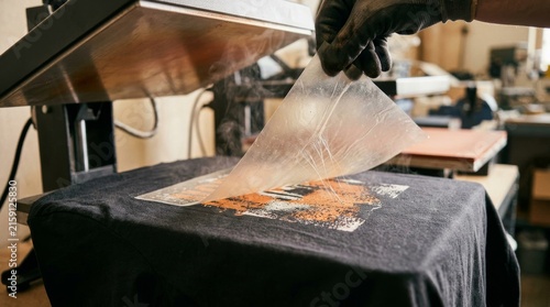 Professional T-shirt Printing Process Using Heat Transfer Machine.