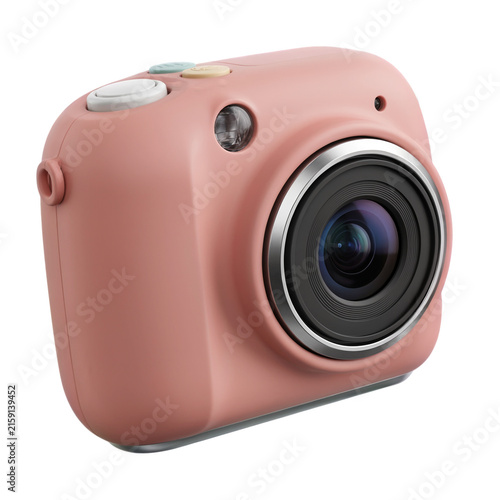 Canvastavla Modern pink compact digital camera for instant photography isolated on transpare