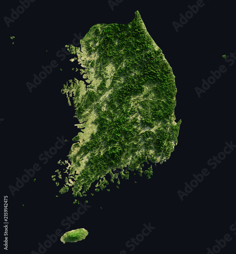 Obraz na plátně Republic of Korea Shaded Relief Map