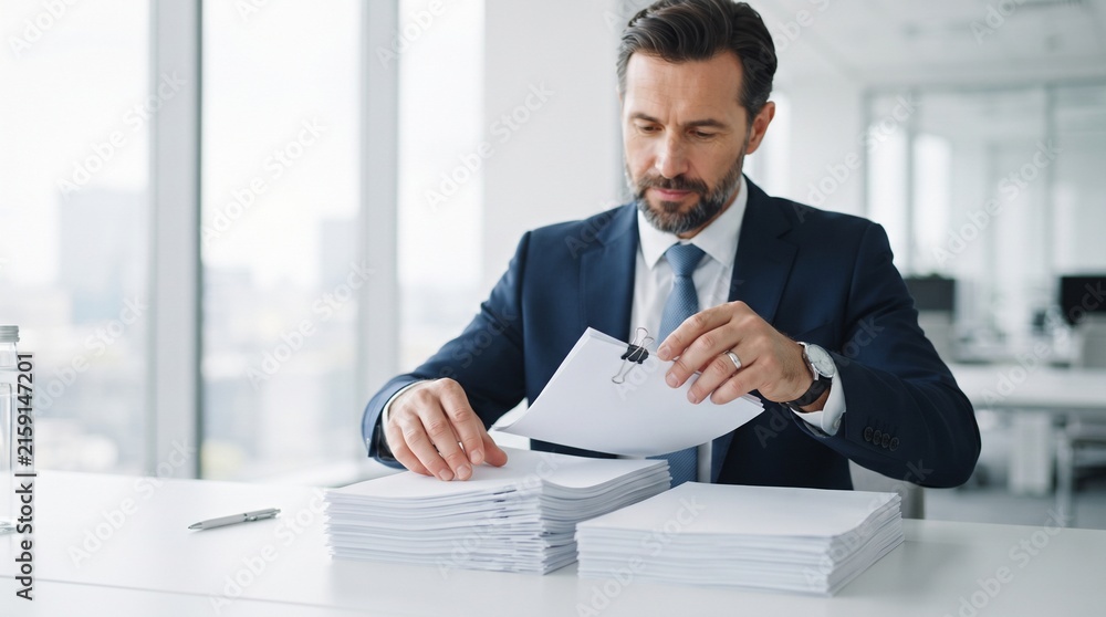 Fototapeta premium Professional businessman reviewing documents in office