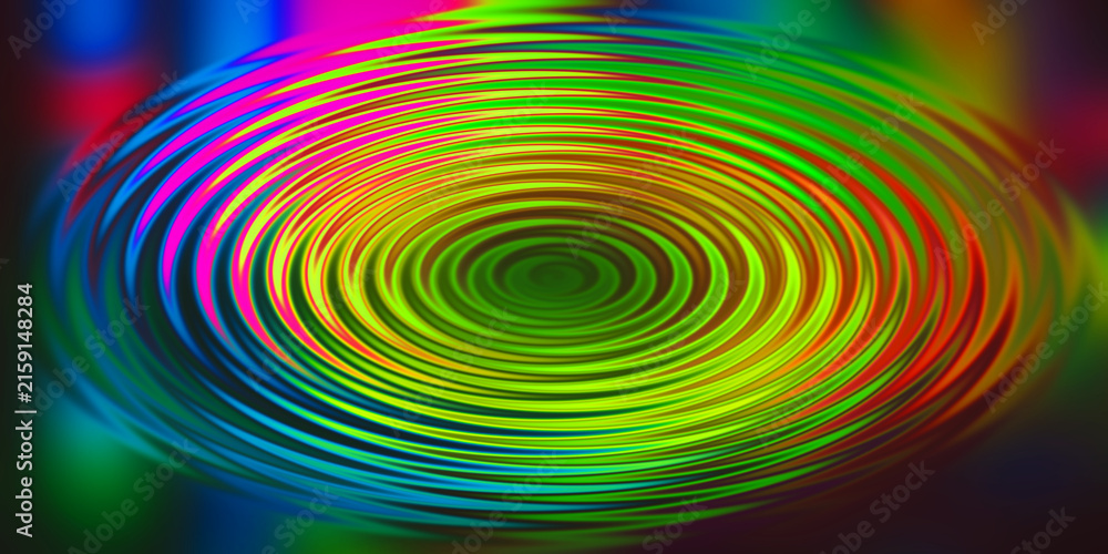 Fototapeta premium Vibrant multicolored circular waves pattern in digital artistic design.