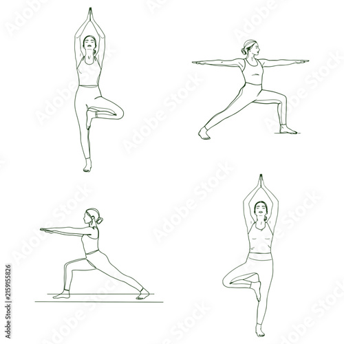 Graceful Yoga Poses Line Art Set for Wellness, Mindfulness, and Fitness