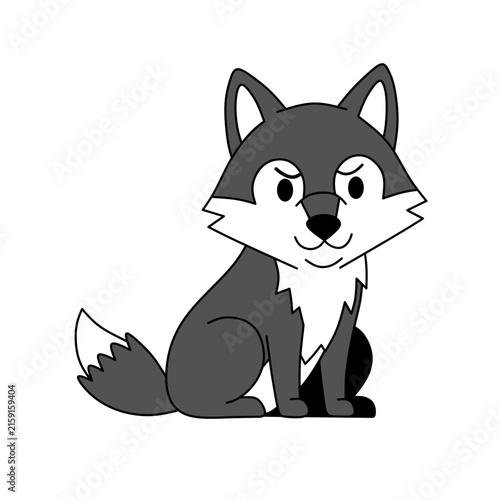 Cute cartoon fox sitting and looking forward with a friendly expression, isolated on a white background. Simple animal character illustration suitable for children's designs, educational materials.