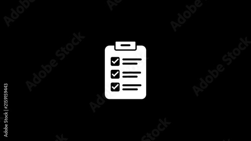 Minimalist checklist animation: task completion and project management concept clipboard