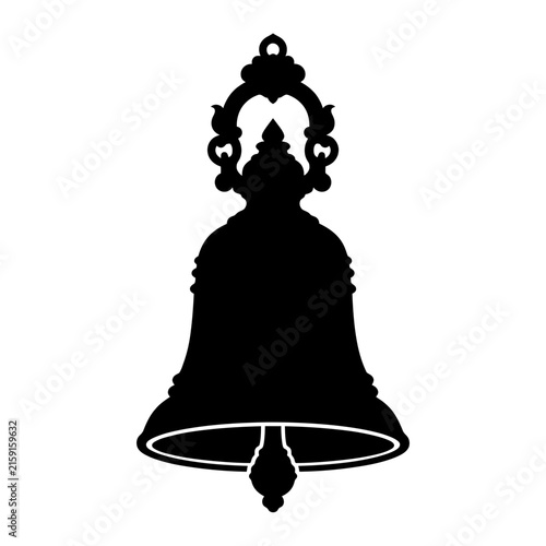 Foto Diwali, Vintage ornate bell silhouette, antique church bell vector icon, decorat