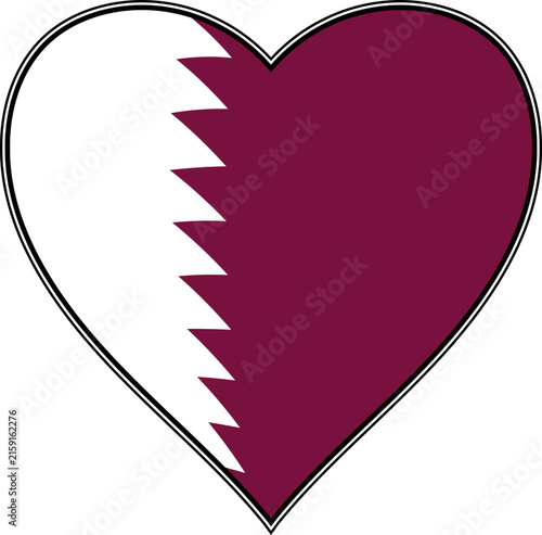 Heart symbol Qatar flag maroon white serrated edge national emblem