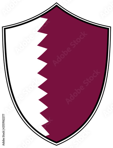 Heraldic shield emblem Qatar maroon white serrated division symbol
