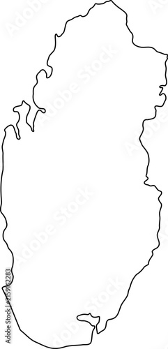 Qatar country outline map isolated border geographic territory shape