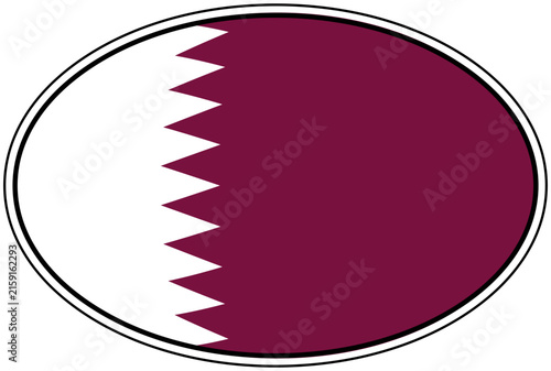 Qatar national flag emblem oval maroon white serrated triangles