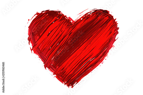 Textured painted red heart isolated on white background p n g a i generated painted texture 1