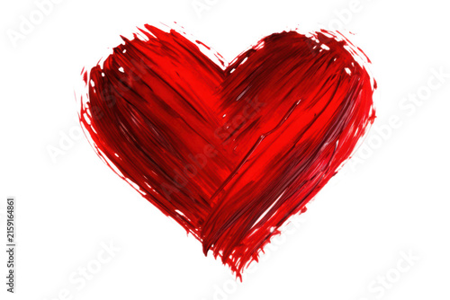 Textured painted red heart isolated on white background p n g a i generated painted texture