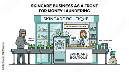 Skincare business used as a front for money laundering illustration.