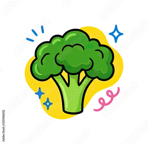 Healthy green broccoli with playful stars and swirls adds a fun vibe to food or wellness themes