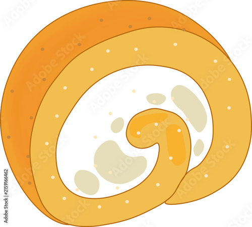 Swiss roll cake slices with cream