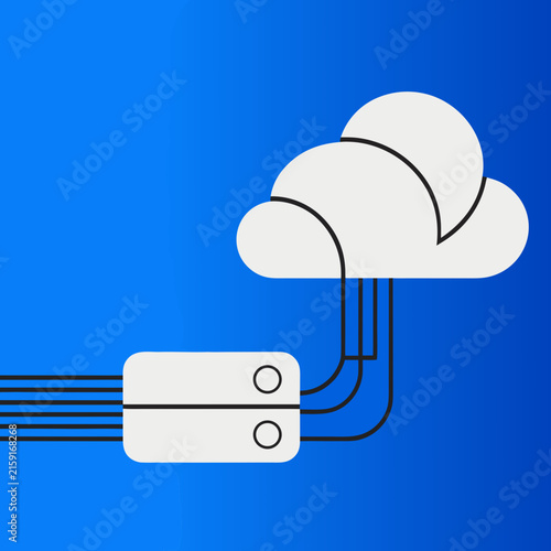 Cloud Computing Server Connection Flat Vector Illustration