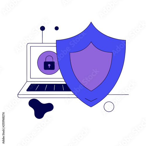 Cybersecurity Lock Icon Blue Purple Gradient Vector Design