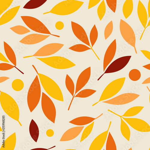 Autumn Leaves Falling Flat Vector Seamless Pattern