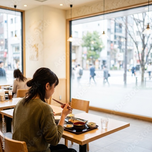一人でランチを楽しむ日本人と外食の日常