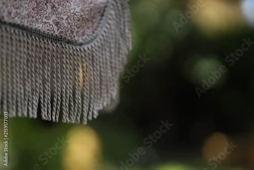 Cuadro en lienzo The image shows a close-up of fringe on a textile hanging in a garden