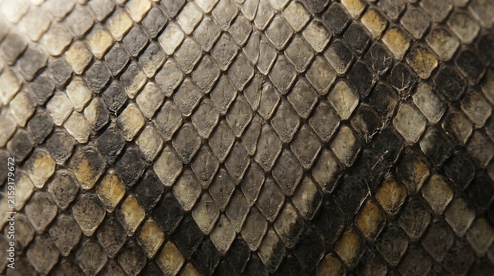Naklejka premium Detailed close up of natural snakeskin texture with geometric scales and organic pattern