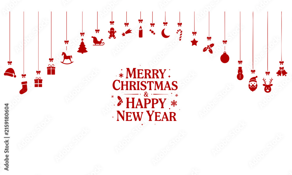 Naklejka premium Christmas icons and New Year greetings